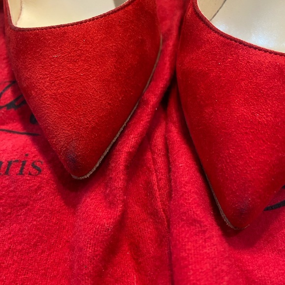 Christian Louboutin Pigalle Follies 100 Suede Oeillet Red 37.5 - Picture 6 of 12